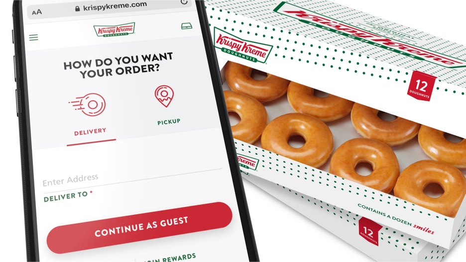 Krispy Kreme mobile app and dozens box for online ordering
